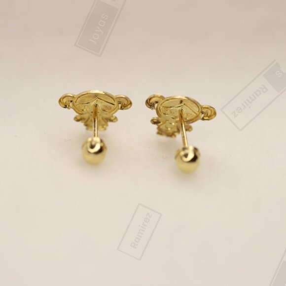 Enamel Girl Stud Earrings For Kids In Solid 14K Gold • Jewelry For Girls. - Picture 13 of 15